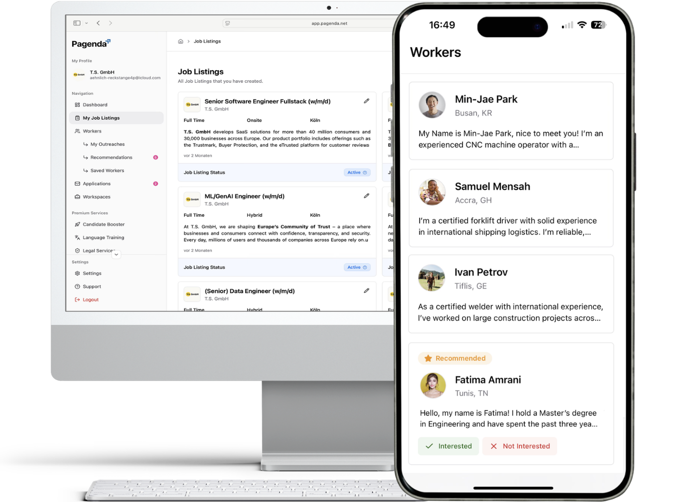 Pagenda App auf iMac und iPhone
